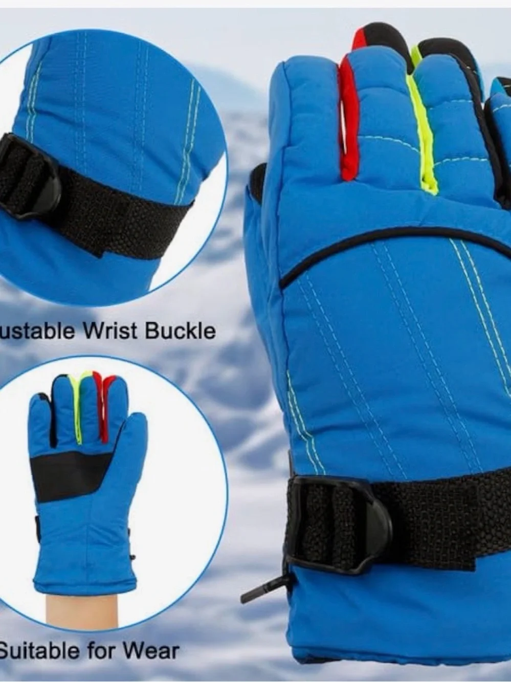 Kids-Waterproof-Ski-Gloves -Boys-Girls Winter-Snow-Glove Thickening Warm Sz 8-14